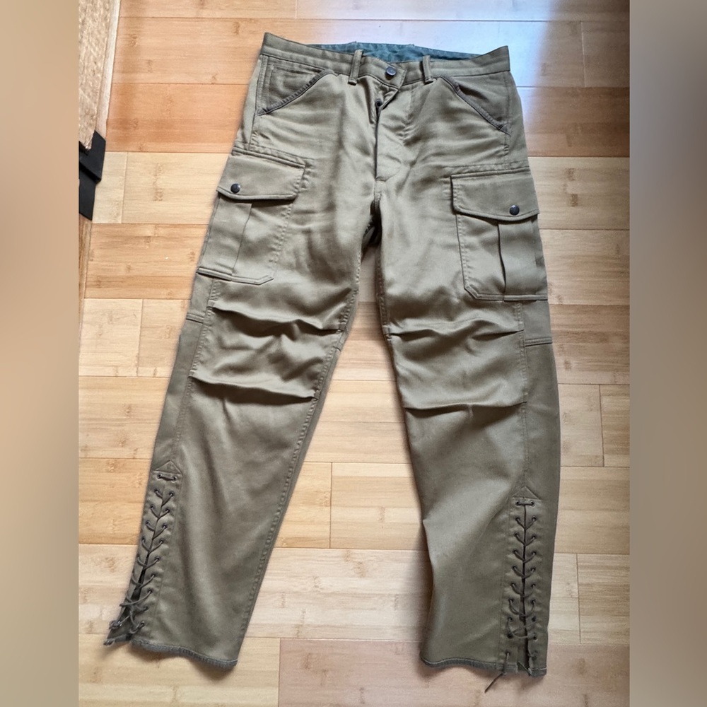 Ralph Lauren Double RL Brown Cargo Pants with Lace-Up Detail